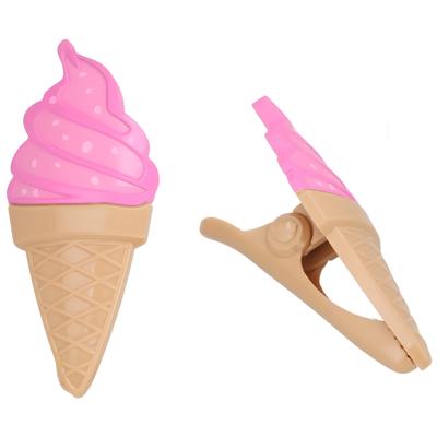 Gerimport Handdoekknijpers - 2x - bruin - ijsje - handdoekklem - kunststof