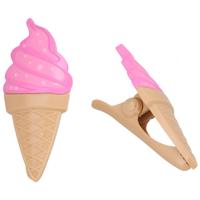 Gerimport Handdoekknijpers - 2x - bruin - ijsje - handdoekklem - kunststof