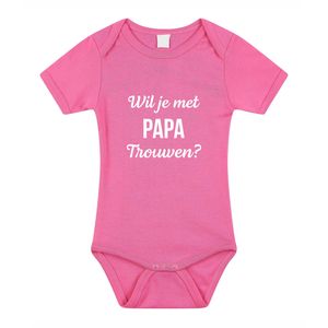 Wil je met papa trouwen huwelijksaanzoek baby rompertje roze meisjes