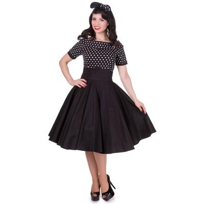 Darlene Collar Dress Black/White Polka-34 (NL)/ 8 (UK) | 15% korting