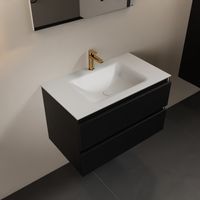 MONDIAZ AIVY 80cm badmeubel Urban, wastafel Talc solid surface midden 1 kraangat met spiegel (AI-351171TALC-SI - AI-M80URMI - AI-S80X70) - thumbnail