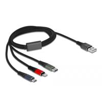 Delock USB-kabel USB 2.0 USB-A stekker, USB-micro-B stekker, Apple Lightning stekker, USB-C 1 m Groen 87277