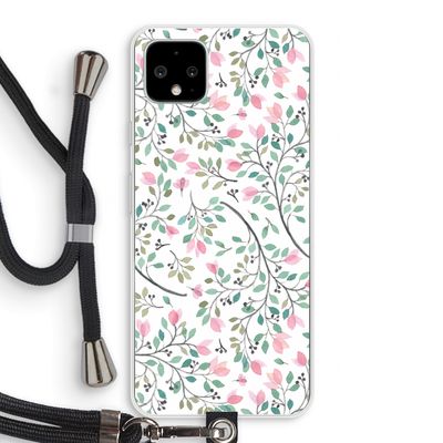 Sierlijke bloemen: Pixel 4 XL Transparant Hoesje met koord