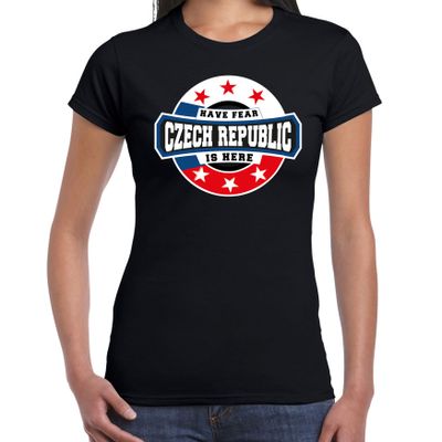 Have fear Czech republic is here / Tsjechie supporter t-shirt zwart voor dames
