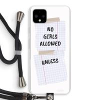No Girls Allowed Unless: Pixel 4 XL Transparant Hoesje met koord