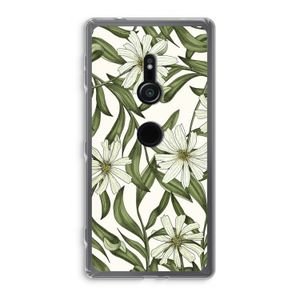 Wit bloemenpatroon: Sony Xperia XZ2 Transparant Hoesje