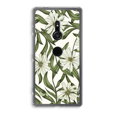 Wit bloemenpatroon: Sony Xperia XZ2 Transparant Hoesje