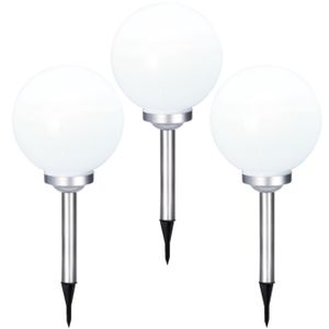Set van 6x stuks solar tuinlampen/prikspots bol op zonne-energie 30 cm