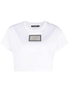 Dolce & Gabbana x KIM t-shirt crop à plaque logo - Blanc