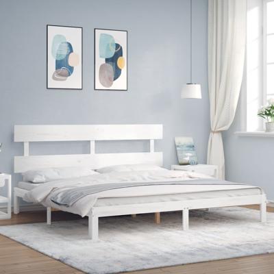Bedframe zonder matras massief grenenhout wit 200x200 cm