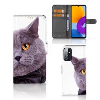 Samsung Galaxy M52 | Telefoonhoesje | Met pasjeshouder | Kat