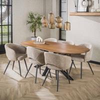 LifestyleFurn Deens Ovale Eettafel 'Syeda' Mangohout, 180 x 95cm