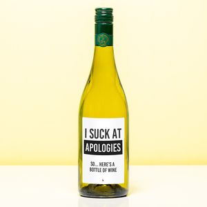 Wijnfles I Suck At Apologies - Wit (Sauvignon Blanc)