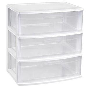 Ladeblokje/spullen storage organizer 3x lades - wit/transparant - L56 x B40 x H61 cm - plastic