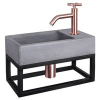Differnz Differnz Force fonteinset beton donkergrijs - kraan kruis - met handdoekrek rood koper Differnz Differnz Force fonteinset beton donkergrijs - kraan kruis - met handdoekrek rood koper