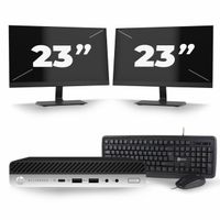 HP EliteDesk 800 G4 Mini - Intel Core i7-8700 - 8GB RAM - 120GB SSD + Dual 23" Monitor