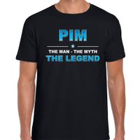 Naam cadeau t-shirt Pim - the legend zwart voor heren