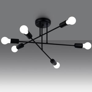 Minimalistische zwarte Kroonluchter NORAH 6R