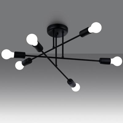 Minimalistische zwarte Kroonluchter NORAH 6R
