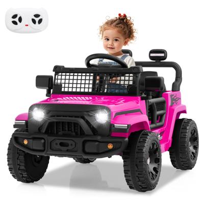 12V Kinder Elektroauto met Afstandsbediening Muziek Claxon en LED-lichten Roze