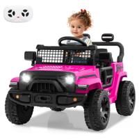 12V Kinder Elektroauto met Afstandsbediening Muziek Claxon en LED-lichten Roze