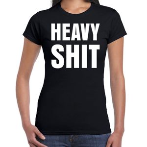 Heavy shit fun tekst t-shirt zwart dames