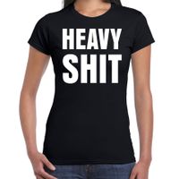 Heavy shit fun tekst t-shirt zwart dames - thumbnail