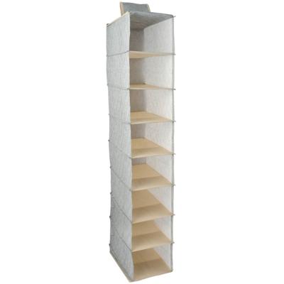 MSV kast organizer - hangend - 8 vakken - 18 x 30 x 105 cm - grijs - van stof - voor kleding