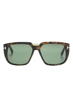 TOM FORD Eyewear lunettes de soleil carrées à effet écailles de tortue - Marron