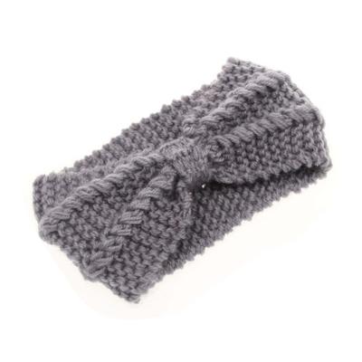 Winter gebreide hoofdband tulband vrouwen haak Bow breed stretch Hairband Zandana (donkergrijs)