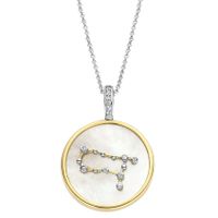 TI SENTO-Milano 6826GE Ketting Sterrenbeeld Tweelingen zilver-synth.kristal-parelmoer-zirconia goud-en zilverkleurig-wit 45 cm