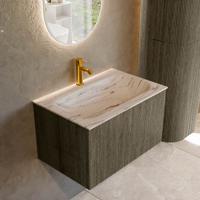 Badmeubel Mondiaz Kurve-Dlux | 70 cm | Meubelkleur Shadow | Wastafelkleur Nata | Solid surface | Wasbak midden spoelbak | 1 kraangat