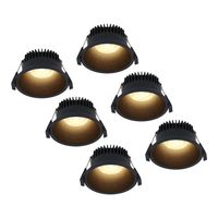 6x Finn Dimbare LED inbouwspot - 10 Watt - Plafondspot - 2700K warm wit - 900 Lumen - Binnen & buiten - Verzonken spot - Zwart