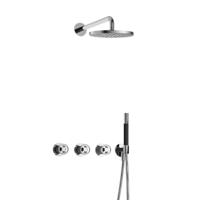 Hotbath Cobber - CW7067 - Inbouw Regendoucheset - Chroom - 2 Stopkranen - Thermostatisch - Wandarm 40 cm - Hoofddouche 200 mm - Staafhanddouche - Waterbesparend