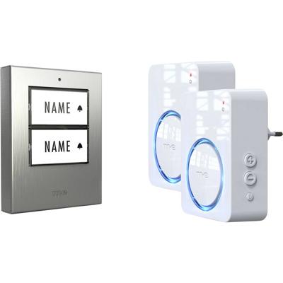 m-e modern-electronics 100151 Complete set voor Draadloze deurbel Verlicht, Reageert op deurbel, Met bewegingsmelder, Met naambord
