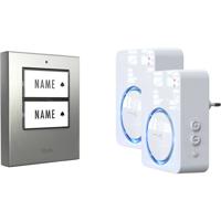 m-e modern-electronics 100151 Complete set voor Draadloze deurbel Verlicht, Reageert op deurbel, Met bewegingsmelder, Met naambord