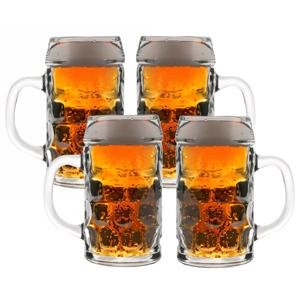 Oktoberfest Bierglazen/Bierpullen - 4x - glas - 1 liter - met handvat - het klassieke model