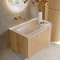 Badmeubel Mondiaz Kurve-Dlux | 75 cm | Meubelkleur Oak | Wastafelkleur Meli | Solid surface | Wasbak linker zijde spoelbak | Zonder kraangat(en) Badmeubel Mondiaz Kurve-Dlux | 75 cm | Meubelkleur Oak | Wastafelkleur Meli | Solid surface | Wasbak linker zijde spoelbak | Zonder kraangat(en)