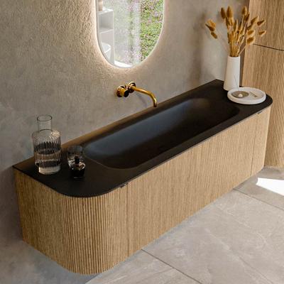 Badmeubel Mondiaz Kurve | 150 cm | Meubelkleur Oak | Wastafelkleur Urban | Midden spoelbak | Zonder kraangaten