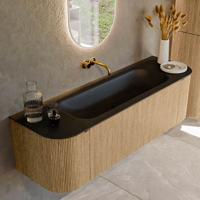Badmeubel Mondiaz Kurve | 150 cm | Meubelkleur Oak | Wastafelkleur Urban | Midden spoelbak | Zonder kraangaten