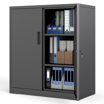 Archiefkast met 2 Afsluitbare Deuren Werkplaatskast met 2 Verstelbare Legplanken Kantoorkast Opbergkast Zwart