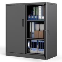 Archiefkast met 2 Afsluitbare Deuren Werkplaatskast met 2 Verstelbare Legplanken Kantoorkast Opbergkast Zwart