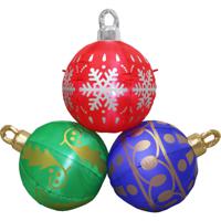 Grote verlichte kerstballen - 3x stuks - opblaasbaar - D150 cm - LED lampjes - decoratie - thumbnail