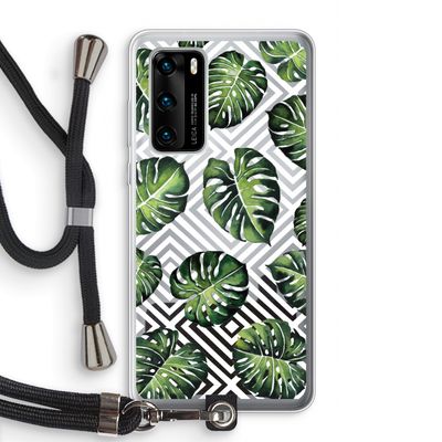 Geometrische jungle: Huawei P40 Transparant Hoesje met koord