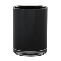 MSV Badkamer drinkbeker Aveiro - PS kunststof - zwart - 7 x 9 cm - Tandenborstelhouders - thumbnail