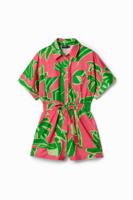 Korte tropische jumpsuit - RED - XL