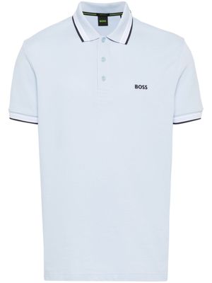 BOSS polo à logo brodé - Bleu