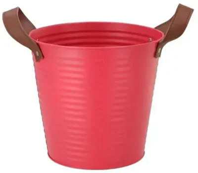 Daan Kromhout Design emmer zink leather 20x19cm fuchsia