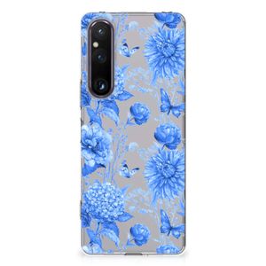 TPU Case voor Sony Xperia 1 V Flowers Blue