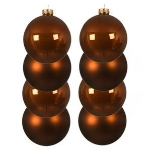 8x stuks glazen kerstballen kaneel bruin 10 cm mat/glans